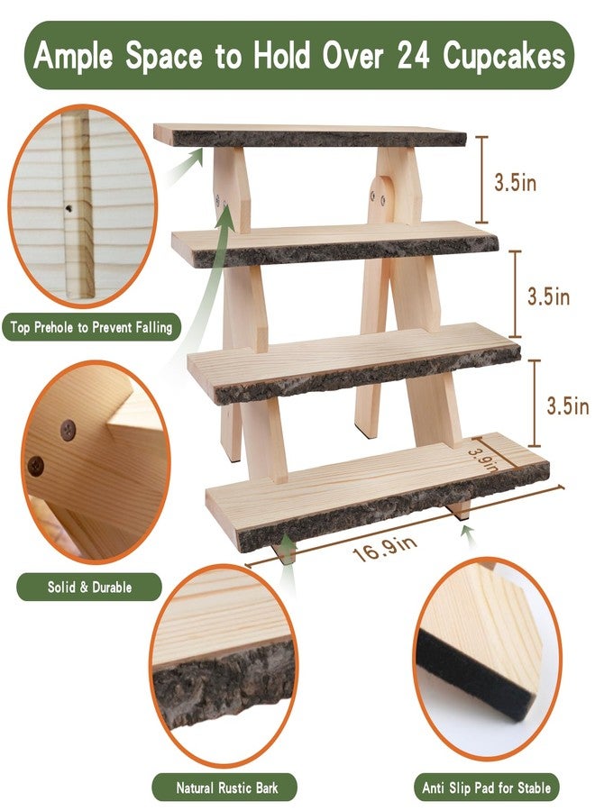 GrnVibe Display Stand 4 Tier Cupcake Stand Wooden Dessert Stands Rustic Display Riser Action Figure Stand,Display Stand for Vendor Events,Food Display,Decor,Birthday Party, Wedding, Baby Shower,Housewarming Gift - Image 2